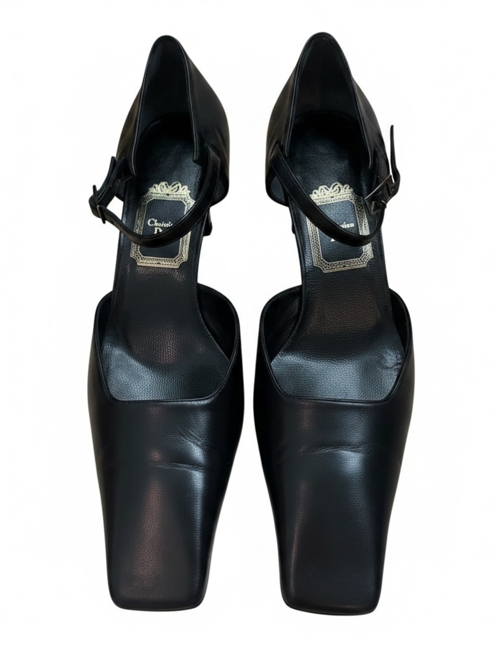 Dior Black Square-Toe Mary Jane Heels
